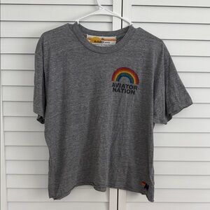 Aviator Nation Charcoal Tee with Rainbow Accent
